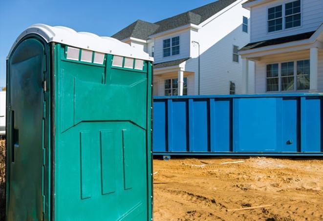 row of porta potties providing essential facilities at a work site